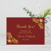 Rood en gouden koninklijke bruiloft Hartelijk dank Kaart (Staand voorkant)