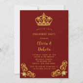 Rood- en gouden koninklijke bruiloft kaart (Voorkant)