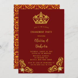 Rood- en gouden koninklijke bruiloft kaart