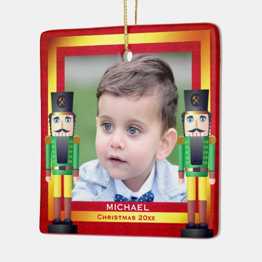 Rood- en gouden Lijst en eetlustjes met kerstmis Keramisch Ornament (Links)