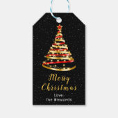 Rood en gouden lint — Merry kerst Cadeaulabel (Voorkant)
