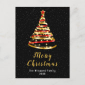 Rood en gouden lint — Merry kerst Feestdagenkaart (Voorkant)