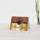 Rood en gouden luipaard Glam Black Gift Bow Bedankkaart (Voorkant)