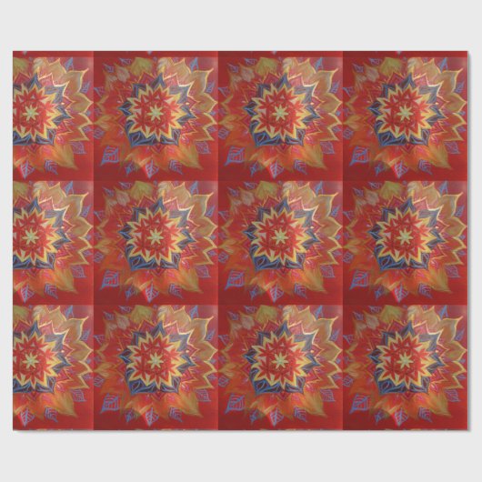 Rood en gouden mandala Glossy Wrapping Papier (Vlak)