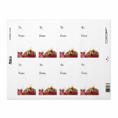 Rood en gouden Ornamenten Gift Label (Full Sheet)