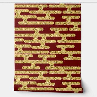 Rood en Gouden Patroon Minimalistisch Behang