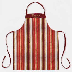 Rood en Gouden Streep Gepersonaliseerd Schort