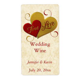 Rood en gouden True Love Weddenschap Mini Wine Lab Etiket