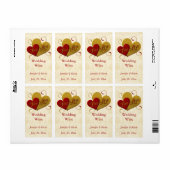 Rood en gouden True Love Weddenschap Mini Wine Lab Etiket (Full Sheet)