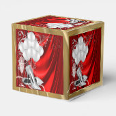 Rood en gouden verjaardagsfeestje bedankdoosjes (Achterkant)