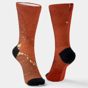Rood en gouden vloeibare abstracte kunst met alcoh sokken