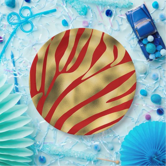 Rood- en goudfeestjes papieren bordje (Feest)