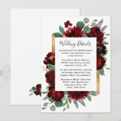 Rood- en goudFloral Rozen Greenery White Wedding Informatiekaartje (Voorkant / Achterkant)