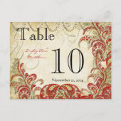 Rood- en goudgatsby Paisley Peacock-tabelnummer Briefkaart (Achterkant)