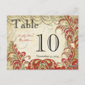 Rood- en goudgatsby Paisley Peacock-tabelnummer Briefkaart (Achterkant)