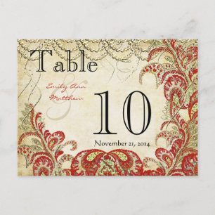 Rood- en goudgatsby Paisley Peacock-tabelnummer Briefkaart