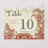 Rood- en goudgatsby Paisley Peacock-tabelnummer Briefkaart (Achterkant)