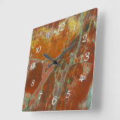 Rood en goudgepertrificeerd hout vierkante klok (Hoek)