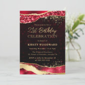 Rood en goudglitter Glam Tears 21e verjaardag Kaart (Staand voorkant)