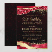 Rood en goudglitter Glam Tears 21e verjaardag Kaart (Voorkant / Achterkant)