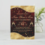 Rood- en goudgolfgrens Nieuwjaar Eve Party Kaart (Staand voorkant)