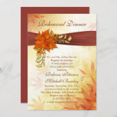 Rood- en goudherfstblad Rehearsal Dinner Invite Kaart (Voorkant / Achterkant)