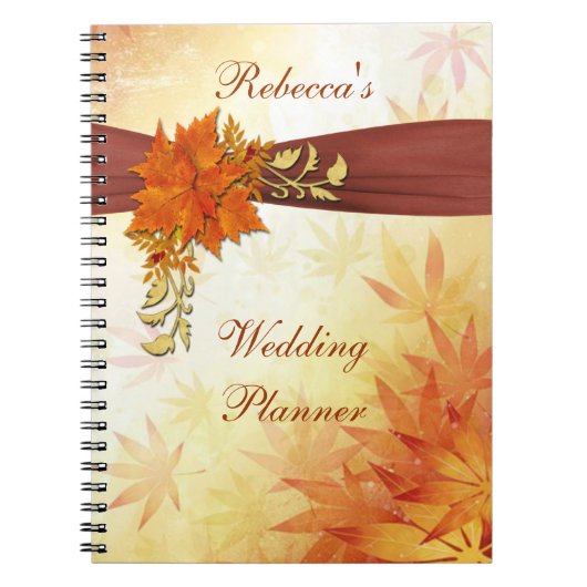 Rood- en goudherfstbladeren Wedding Planner Notitieboek (Voorkant)