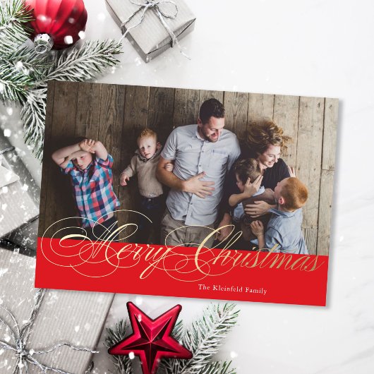 Rood- en goudhoudende Folie Calligrafie Feestdagenkaart