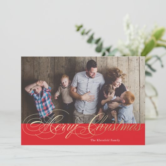 Rood- en goudhoudende Folie Calligrafie Feestdagenkaart (Staand voorkant)