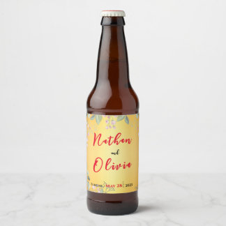 Rood- en goudhuwelijk bier etiket