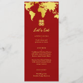 Rood- en goudkaartbruiloft menu (Voorkant)