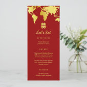 Rood- en goudkaartbruiloft menu (Staand voorkant)