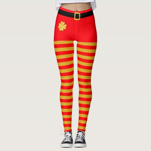 Rood- en goudkerst met gestreept leggings (Voorkant)
