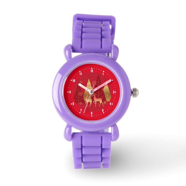 Rood- en goudkerstbomen en herten horloge (Voorkant)