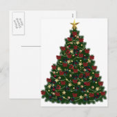 Rood- en goudkerstboom feestdagenkaart (Voorkant / Achterkant)