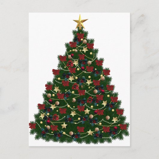 Rood- en goudkerstboom feestdagenkaart (Voorkant)