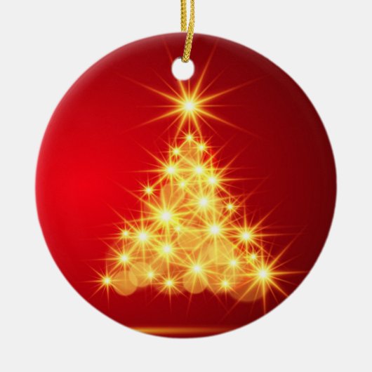 Rood- en goudkerstboom keramisch ornament (Voorkant)