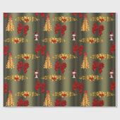 Rood- en goudkerstdecoratie cadeaupapier (Vlak)