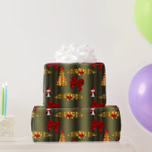 Rood- en goudkerstdecoratie cadeaupapier