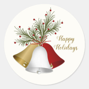 Rood- en goudkerstgordels, pijnhout ronde sticker