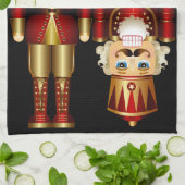 Rood- en goudkerstkeuken theedoek (Gevouwen)