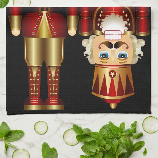 Rood- en goudkerstkeuken theedoek (Gevouwen)