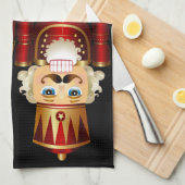 Rood- en goudkerstkeuken theedoek (Quarter Fold)