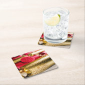 Rood- en goudkerstrackers kartonnen onderzetters (Insitu)