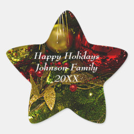 Rood- en goudkerstsieraarster-Sticker Ster Sticker