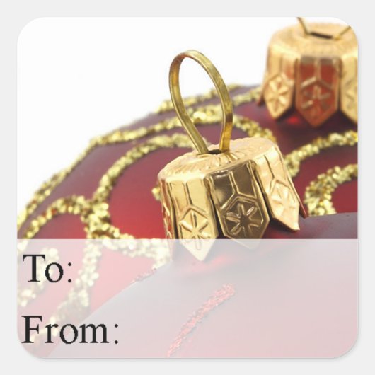 Rood- en goudkerstsieraden Gift Label (Voorkant)