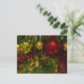 Rood- en goudkerstsieraden - PasboomPCard Feestdagenkaart (Staand voorkant)