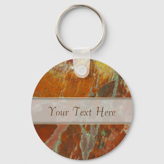 Rood en goudkleurig hout sleutelhanger (Voorkant)