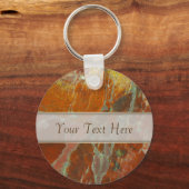 Rood en goudkleurig hout sleutelhanger (Voorkant)
