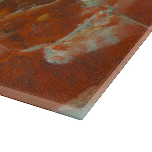 Rood en goudkleurig hout snijplank (Hoek)